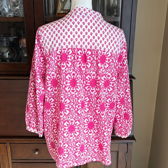 Vineyard Vines Cotton Pink and White Blouse Tunic M - Picture 8 of 13